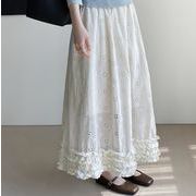 u27334 レディース ボトムス ロングスカート フレンチ レース Aライン 刺繍 2025春夏新作