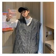 TSHEK秋新作ストリートブランド ゆるカジュアル マルチコーデ アカデミック風 ルーズベスト