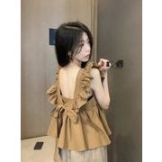 2024夏・レディーストップス・ファッション・純色・無袖Tシャツ・上着