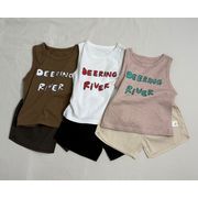【2点セット】2025春夏新作 子供服  ベビー服  アパレル    袖なし  tシャツ  +ショットパンツ   男女兼用