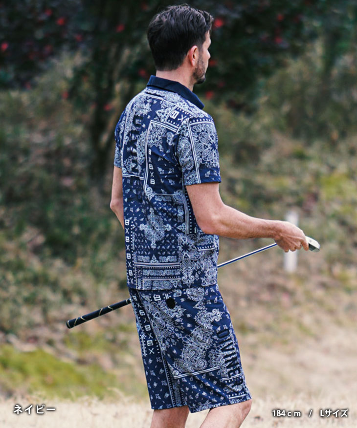 DIVINER GOLF】ペイズリー柄ポロセットアップ メンズ ポロシャツ