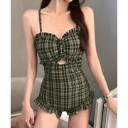 フリル チェック ワンピース 水着