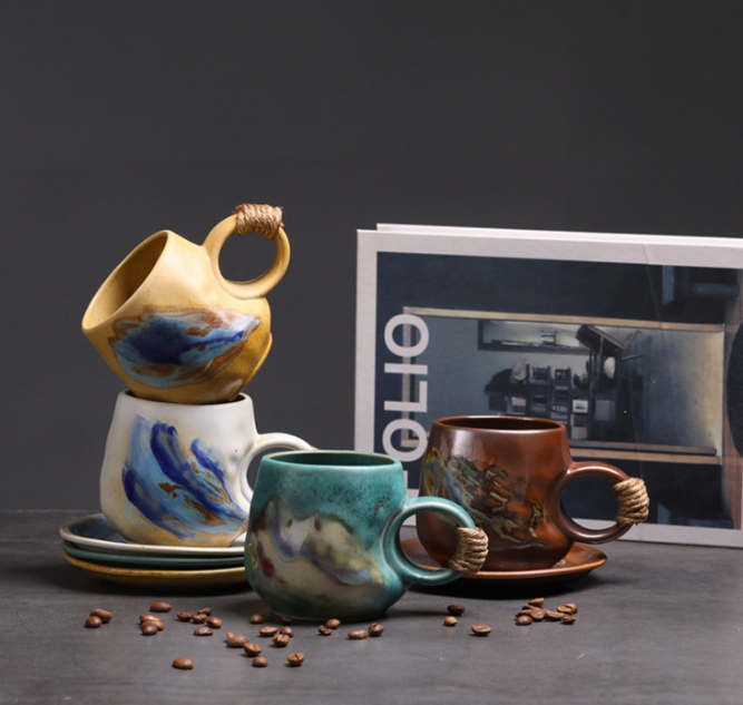 マグカップ＆ソーサー セット - 和風 デザイン 陶器 ギフトボックス