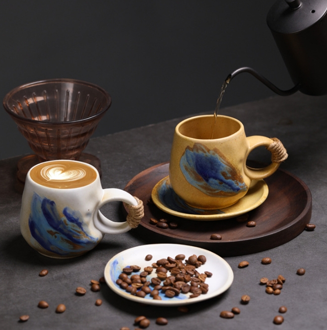 マグカップ＆ソーサー セット - 和風 デザイン 陶器 ギフトボックス