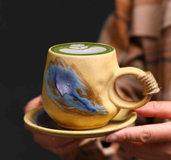 マグカップ＆ソーサー セット - 和風 デザイン 陶器 ギフトボックス