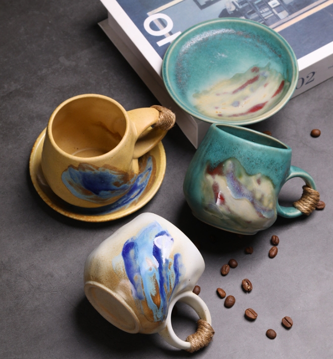 マグカップ＆ソーサー セット - 和風 デザイン 陶器 ギフトボックス