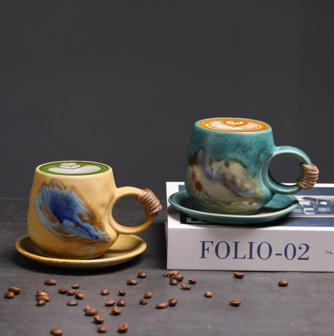 マグカップ＆ソーサー セット - 和風 デザイン 陶器 ギフトボックス