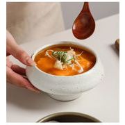 今週だけの特価 人気商品 手作り粗焼き丼 吸水性陶器 汁物・フルーツ用 高台デザイン