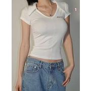 2025春夏新作 レディース 女 半袖 Vネック  Tシャツ トップス インナー