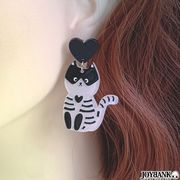 モノクロ 猫 ピアス【スケルトン/ラメ/キャット/イヤーアクセ】