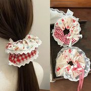 リボン いちごのシュシュ いちごのヘアゴム 女性ヘアアクセサリー 髪飾り いちごの雑貨 ヘッドロープ