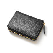 MOMO　牛革　ジャバラ収納　男女兼用　カード収納　コンパクトウォレット　AN-3174　黒