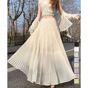 【日本倉庫即納】 シフォンスカート ロングプリーツスカート