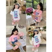 2025年新品 韓国風子供服  女の子 トップス  半袖  Tシャツ カジュアル   2色 90cm-170cm