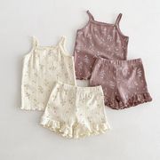 夏 北欧風 女の子用パジャマ A類 純綿 薄手 ホームウェア キャミソールセット ベビー服