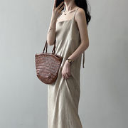 YANS☆ギャザーキャミワンピース レディース 夏 ゆったり ロングワンピース