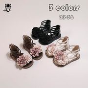 2025夏新作 女の子サンダル 花モチーフ付き キッズ ローマ風 プリンセスサンダル 韓国風
