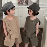2025夏新作 韓国風子供服 キッズ服 半袖 トップス+ズボン 男女兼用 カジュアル 80-140cm 2点セット