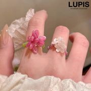 指輪 リング レディース ビーズリング ビーズ フラワー 華やか かわいい 上品 春 フリーサイズ
