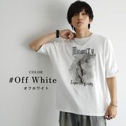 【2025年夏の新作】ドルマンスリーブ ヴィンテージ風ロックプリント クルーネック 半袖Tシャツ／MinoriTY