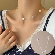 お花ステーションネックレス フラワー S925 シルバーアクセサリー アレルギー対応 おしゃれ 大人かわいい