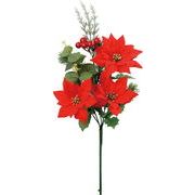 【造花】ミックスポインセチアラッピング　レッド