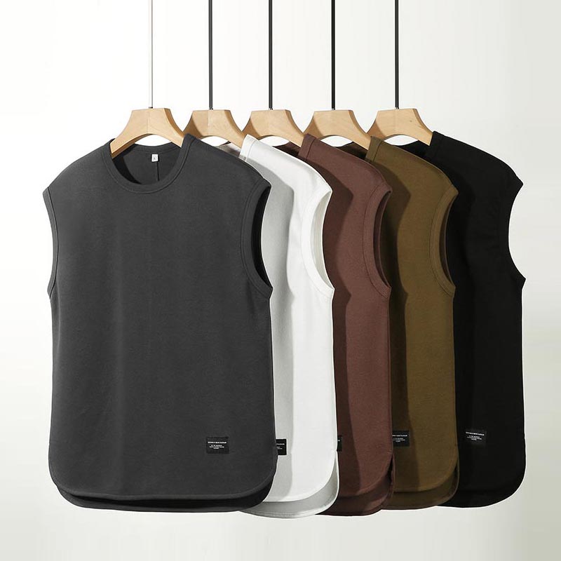 メンズ 220g タンクトップ Tシャツ ノースリーブトップス レトロ風カジュアル 運動用 ランニング★全5色