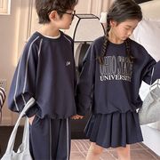 MXW☆2025春秋新作 キッズ男女 姉弟ペアルック アルファベットスウェット上下セット