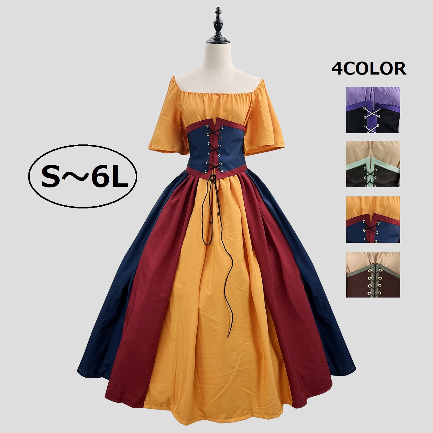 S～6L大きいサイズ★ワンピース　ロリータ 宮廷風ゴ クラッシック系 貴族風 長袖 ゴスロリ コスプレ　