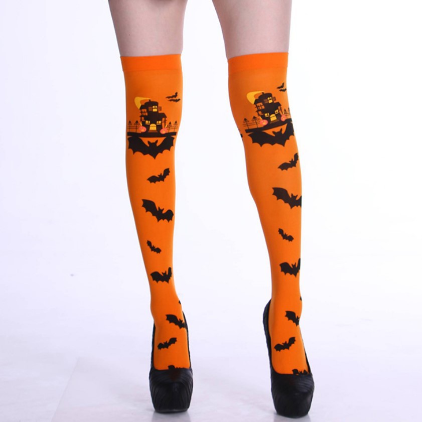 ストッキング 膝上  美脚タイツ ガータータイ ハーフストッキング おしゃれ コスプレ衣装　ハロウン