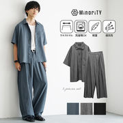 【2025年夏の新作】リネンタッチ ルーズ半袖シャツ+バルーンパンツ 2点セットアップ／MinoriTY