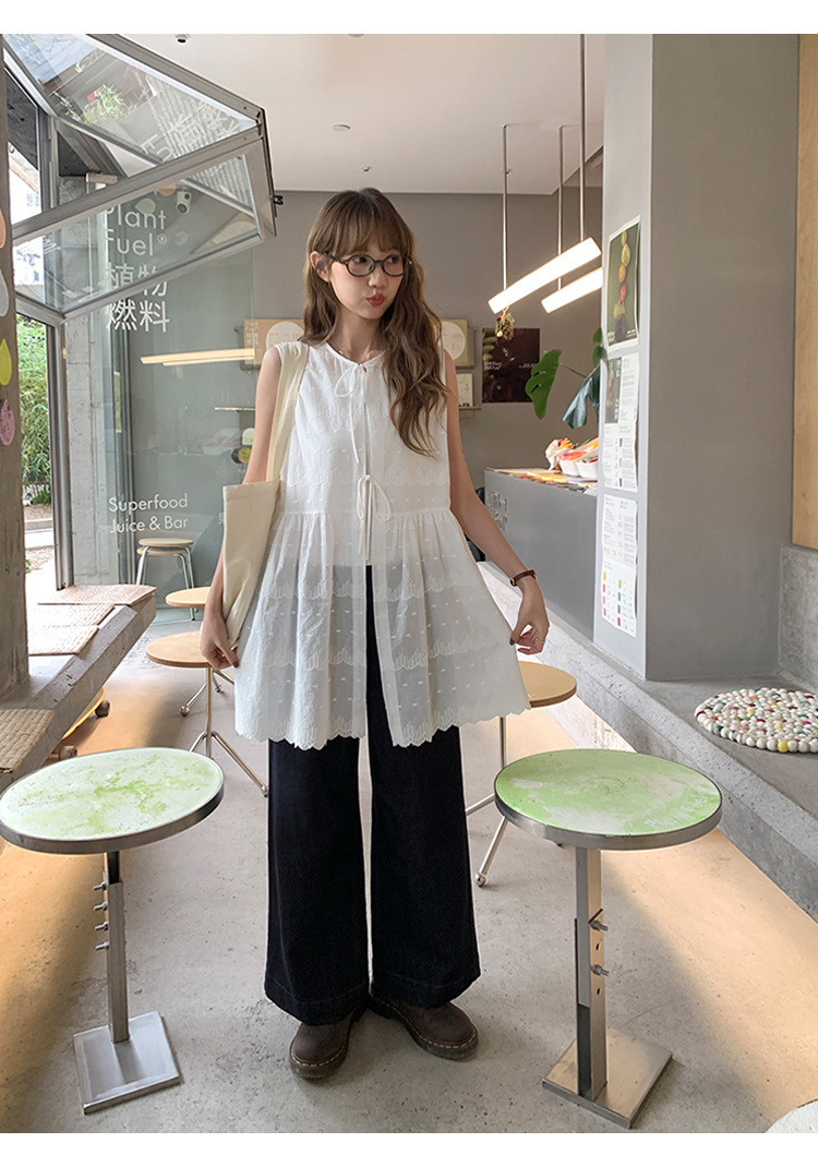 韓国風キュートワンピ 2025夏新作 刺繍×リボンデザイン インナー重ね着OK