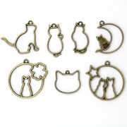 空枠 猫 アクセサリーパーツ フレーム ミール皿 レジンクラフト レジン枠 チャーム ネコ カン付 キャット