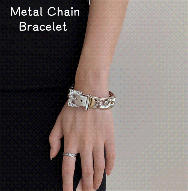 2025FW 今年大人気 早い者勝ち メタルチェーンブレスレット ジルコニアディテール トレンド感