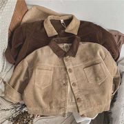 LLZ☆2025秋新規※ コーデュロイ襟切替ジャケット ラグランスリーブ 男女兼用アウター
