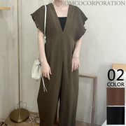 再入荷！【2025新作商品♪】シャーリングVネックサロペット