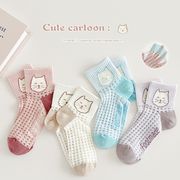 人気新作      子供靴下  韓国風子供服 ベビー靴  ベビー用   ソックス  通気性    可愛い  4足入り 猫