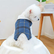 新しい冬のスタイル、格子縞のデザインベスト、猫と犬用の、テディとビションの小型犬用の服