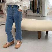 2025夏秋子供服 シンプル デニムパンツ 韓国風 ボトムス ジーンズ キッズ服 ガールズ服 男女兼用[90~140cm]