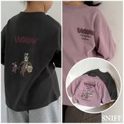 2025秋新規※gl☆子供用 長袖Tシャツ カートゥンベアプリント ウォッシュ加工