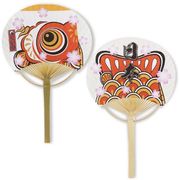 日本製 made in japan 平竹うちわ 大 こい屋鯉橙 668230