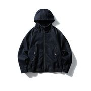 メンズ 無地 フード付き デニム ジャケット 男女兼用 ストリート系 アウター  春秋 2025新作★