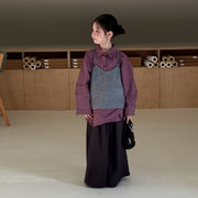 2025秋新作 韓国風子供服 女の子 長袖 チェック柄 シャツ & ベスト  2点セット 分けて販売  90cm-150cm