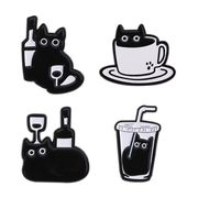 4色 ワイン  カップ  猫ブローチ ピンズ  バッジ ブローチ ラペルピン 猫 ねこ ネコ 猫雑貨