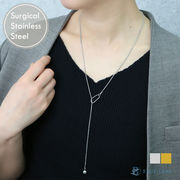 ラリエットネックレス ボール 玉 ロング サージカルステンレス k18コーティング【国内即納】