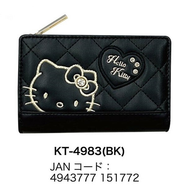 ☆サンリオ　LF深札入れ　財布　ワッペンキティ　ハローキティ　BK