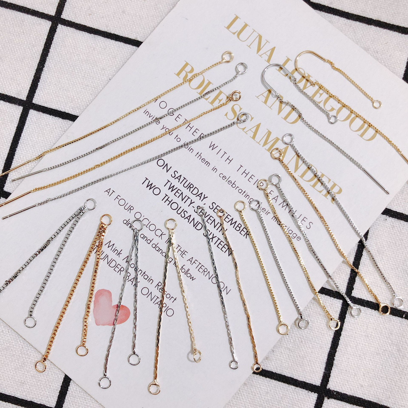 チェーンパーツ ハンドメイド ロングピアスパーツ 金 銀 アクセサリーパーツ 手芸 メタル デコパーツ