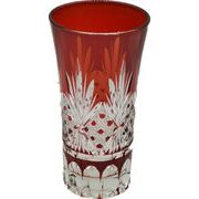 切子ガラス　ビールグラス　赤・青　日本食品衛生対応