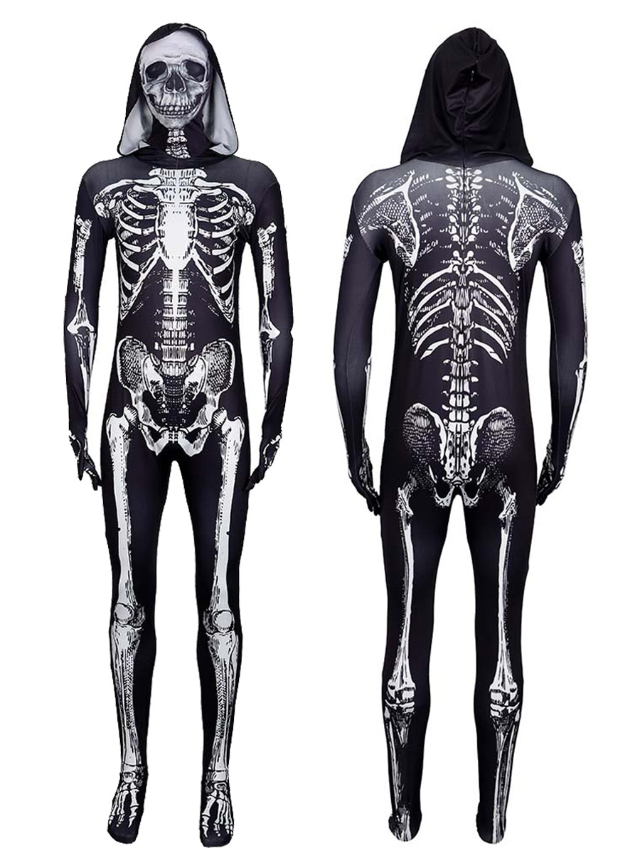 子供Size～大人Size★スケルトン コスプレ ハロウィン コスチューム メンズ  幽霊 死神 ハロウィン