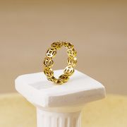 招財の環・透かし模様ステンレスリング　ラッキーマネー・素圈デザインリング　指輪